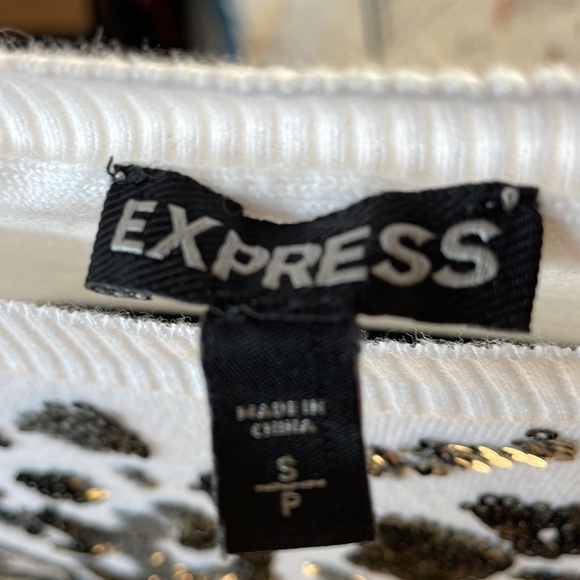 Leopard Print Sequin Sweater Woman's Express Size small petite - Picture 5 of 6